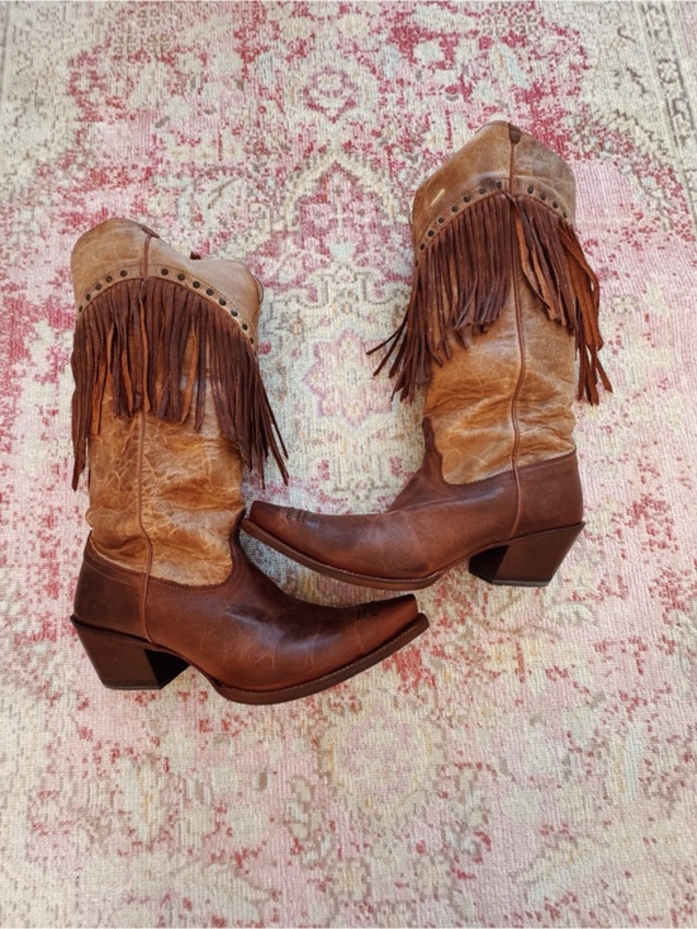 Women’s Fringe Western Cowboy Boots - Brown
